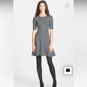 THEORY 'NIKAY" WOMEN'S HOUNDSTOOTH SHORT SLEEVE DRESS SIZE 8 EXCELLENT CONDITION